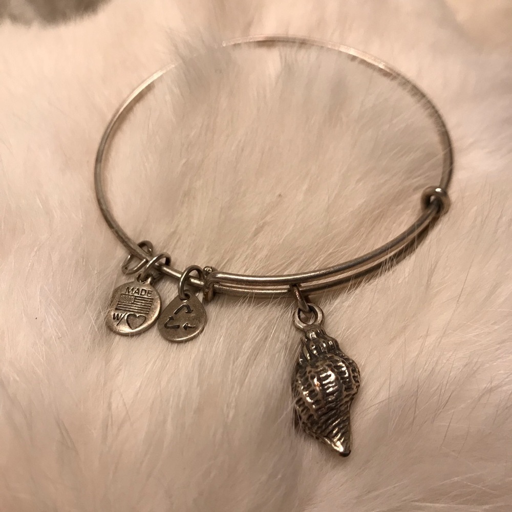 Alex & Ani Conch Shell Silver Bangle Bracelet - image 1